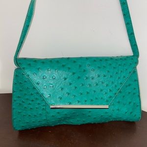 Teal / Green Purse or Clutch Faux Ostrich Print